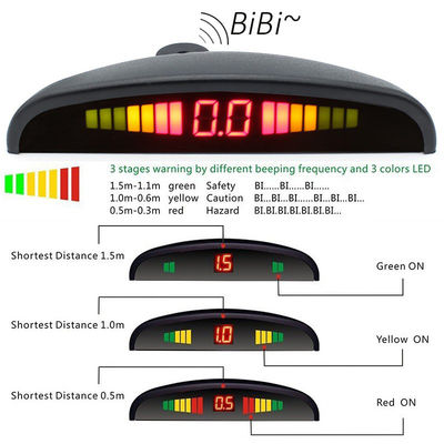 Car Reverse Radar Parking Detection Kit 6 Waterproof Sensors 12V Crescent Screen LED Digital Buzzer 1 Year Warranty