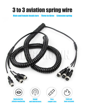 Fabrikant 4Pin Splitter Coiled AV Cable Nylon Trailer Spring Wire Copper Aviation Plug Adapter voor stroomtoepassingen