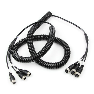Fabrikant 4Pin Splitter Coiled AV Cable Nylon Trailer Spring Wire Copper Aviation Plug Adapter voor stroomtoepassingen