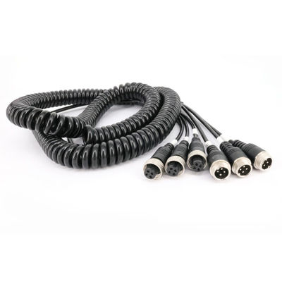 Fabrikant 4Pin Splitter Coiled AV Cable Nylon Trailer Spring Wire Copper Aviation Plug Adapter voor stroomtoepassingen