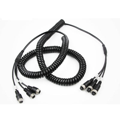 Aanhangwagen terugtrekbare kabel 4-pinnige luchtvaartplug 8M zware TPU-slijm gewalste draad voor half-aanhangwagenbewakingssysteem