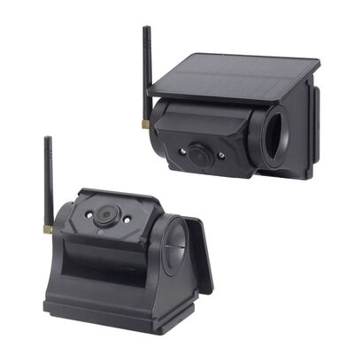 WiFi zonnepaneel aangedreven voertuigcamera voorste achterste zijkant monitorcamera voor bus van truck RV camper compatibel met iOS Android-telefoons