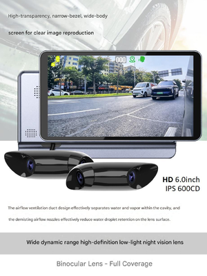 Dual-Lens 1080P Electronic Rearview Mirror 6 inch High-Bright Display Ultra-Slim Aluminium Body Waterdicht Voertuig Achteruitkijkspiegel Camera voor auto's