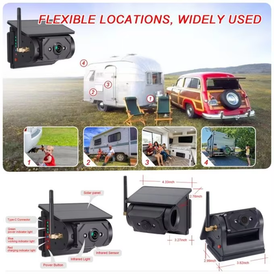 Wi-Fi op zonne-energie draadloze autovideocamera 100m transmissie achteruitrijcamera voor bus, bestelwagen, vrachtwagen, camper, camper, vrachtwagen, alle voertuigmodellen