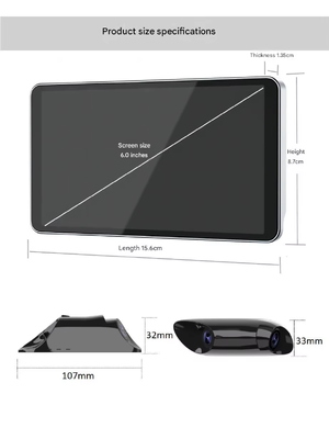 6,0 inch IPS 600CD Helderheid CMS Elektronisch Zijspiegel Systeem met AHD 1080P Resolutie IP67 Waterdicht en 140° Groothoek voor Zware Vrachtwagens